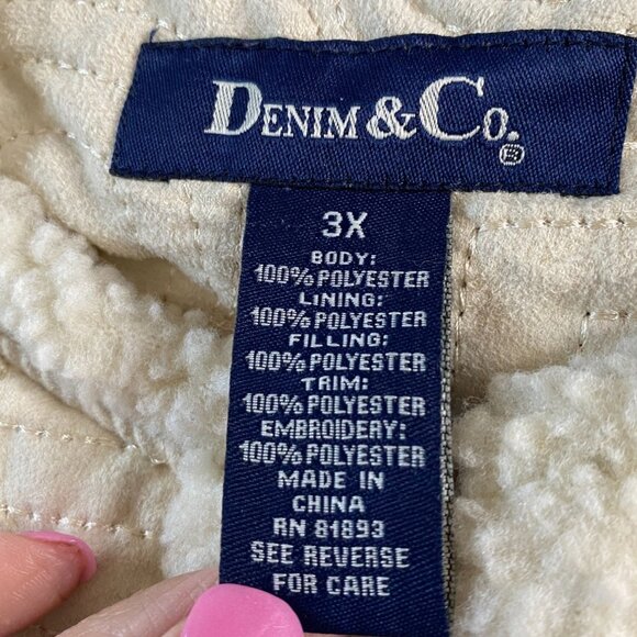 Denim & Co. NWT Womens Quilted Lined Ivory Polyester Sleeveless Vest Size 3X - Picture 3 of 11